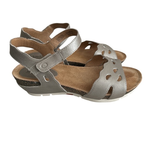 Josef Seibel Hailey 25 Leather Wedge Comfort Sandals in Metallic Tan - 37/6-6.5 - Picture 3 of 10